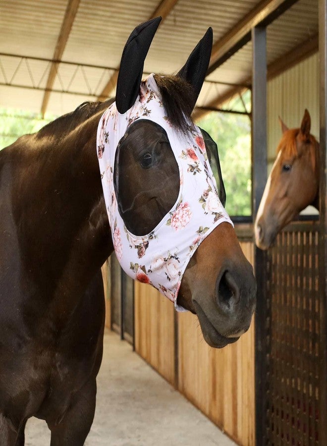 Jeffers Expression Lycra Horse Fly Mask - Full Size, Rose Garden - Lightweight Stretch Horse Mask with Mesh Eyes & Ears, Breathable Lycra Fly Mask for Horses, Equine Summer Apparel & Gear - Image 3
